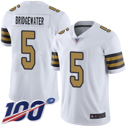 Men New Orleans Saints Limited White Teddy Bridgewater Jersey NFL Football 5 100th Season Rush Vapor Untouchable Jersey